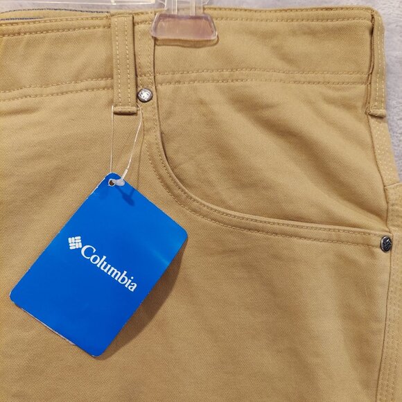 NWT Columbia pants Mens 44x32 Tan back zip pockets Slim stretch business casual - Picture 6 of 15